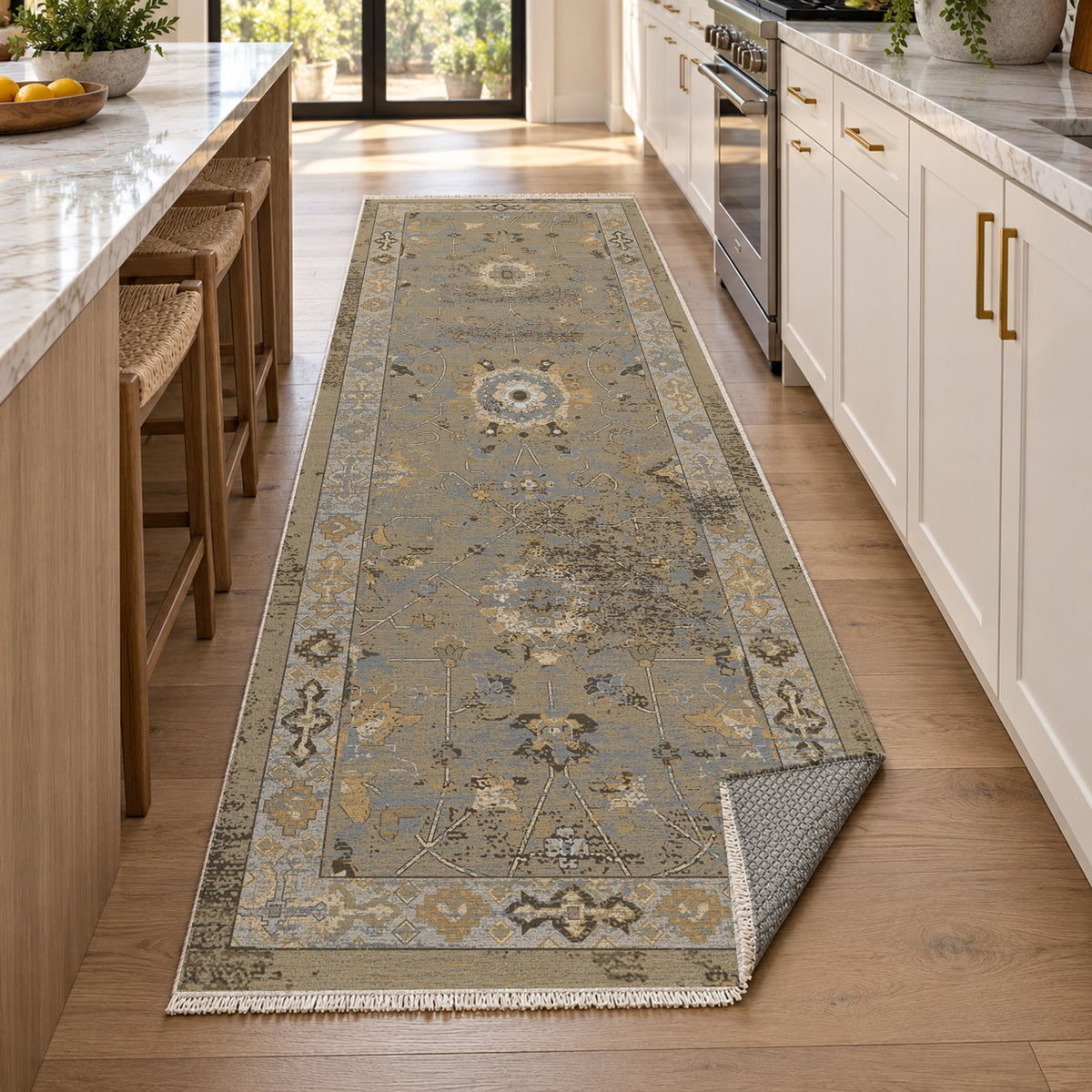 Ushak Beige Classic Washable Rug — new york kitchen runner