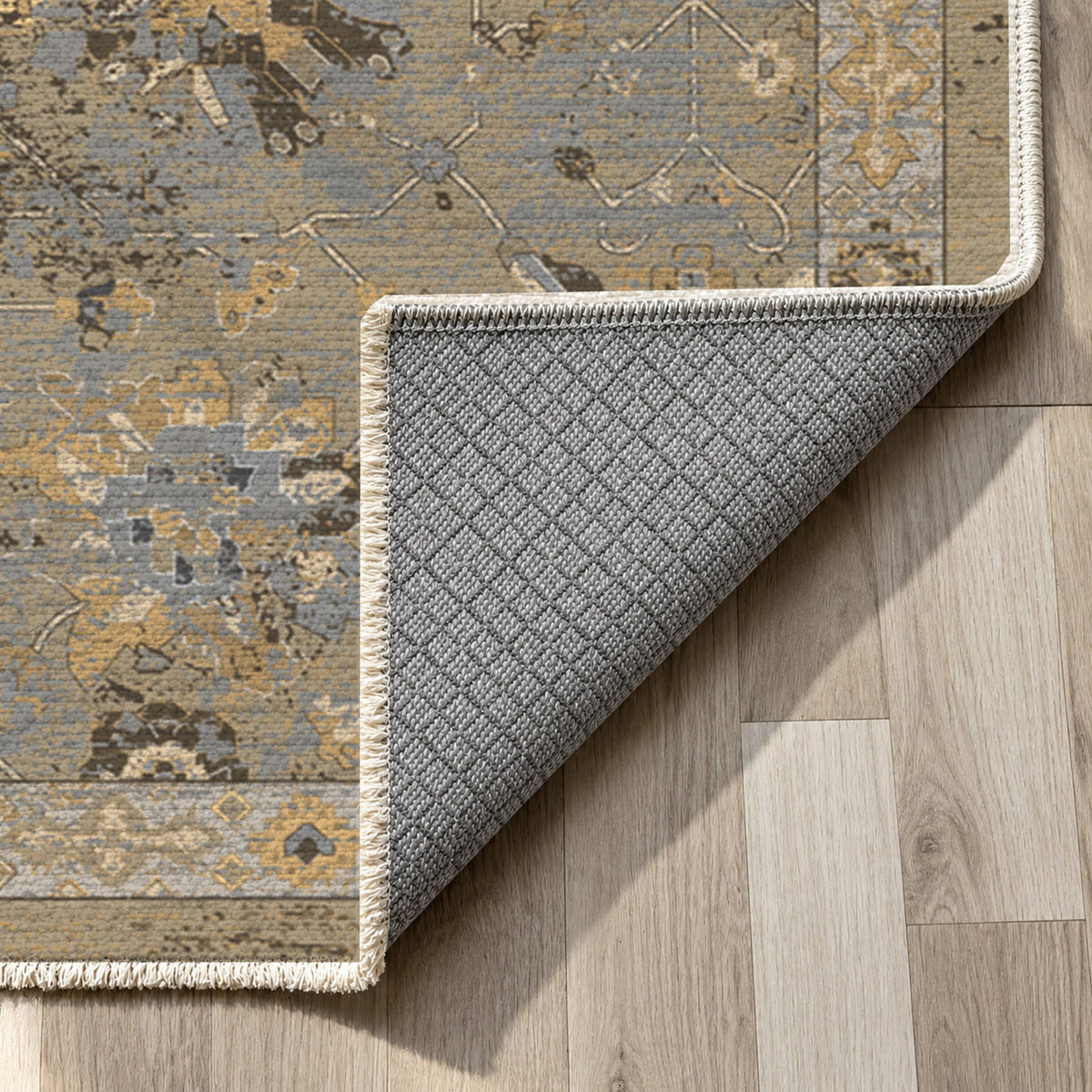 Ushak Beige Classic Washable Rug — backing close up