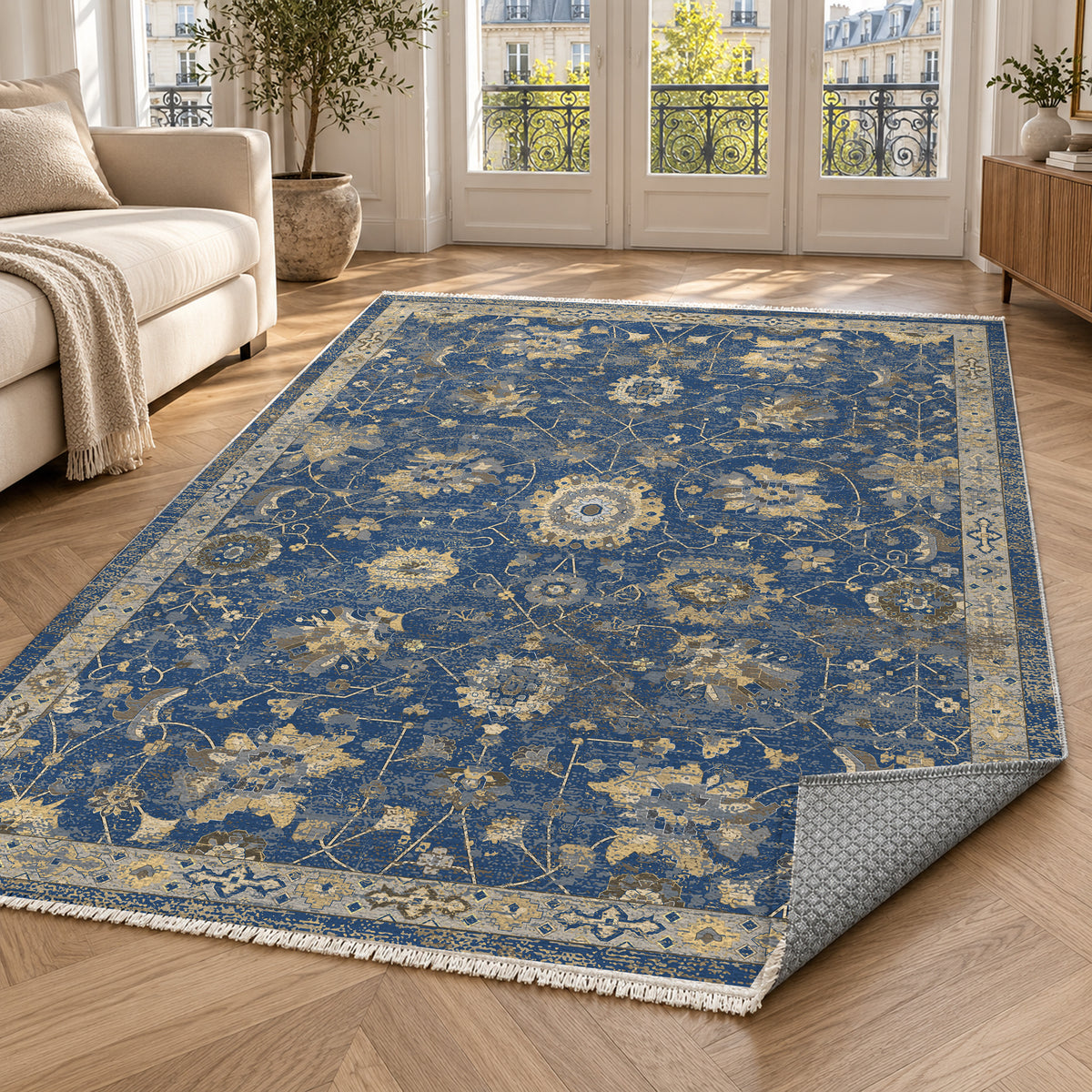 Ushak Blue Classic Washable Rug — paris living