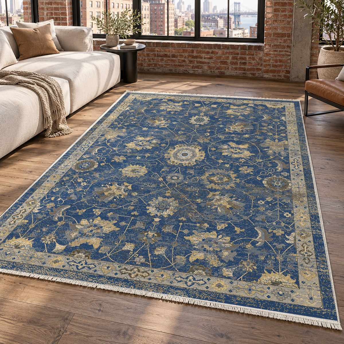 Ushak Blue Classic Washable Rug — new york living