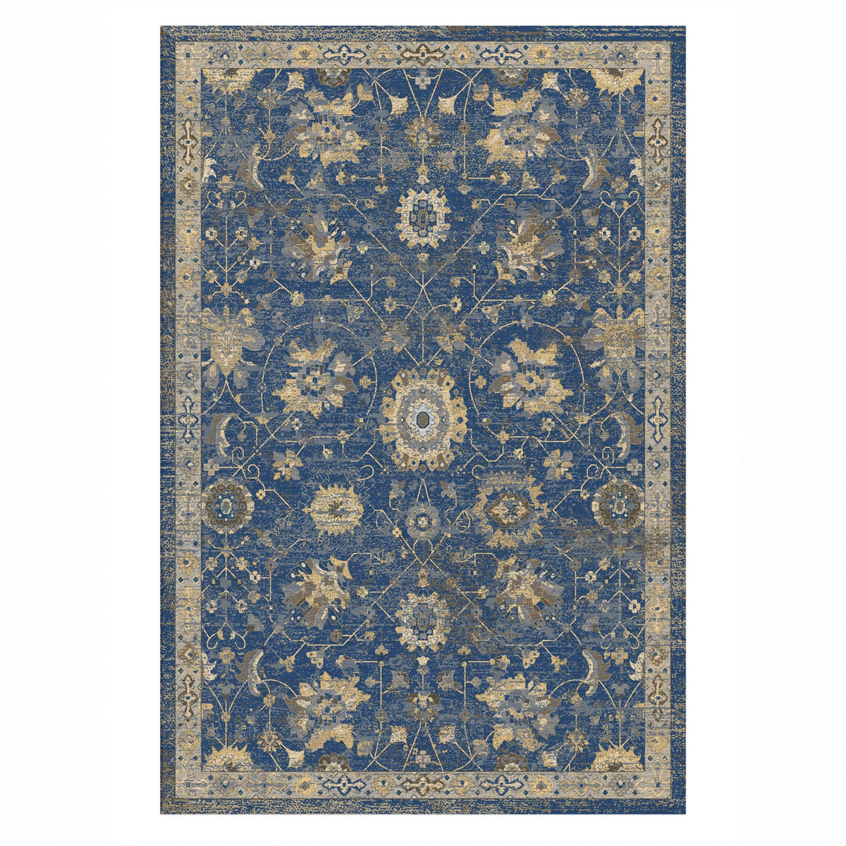 Ushak Blue Classic Washable Rug — top view