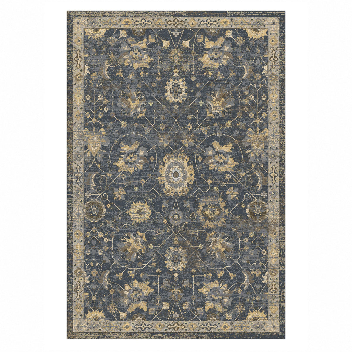 Ushak Charcoal Classic Washable Rug — top view