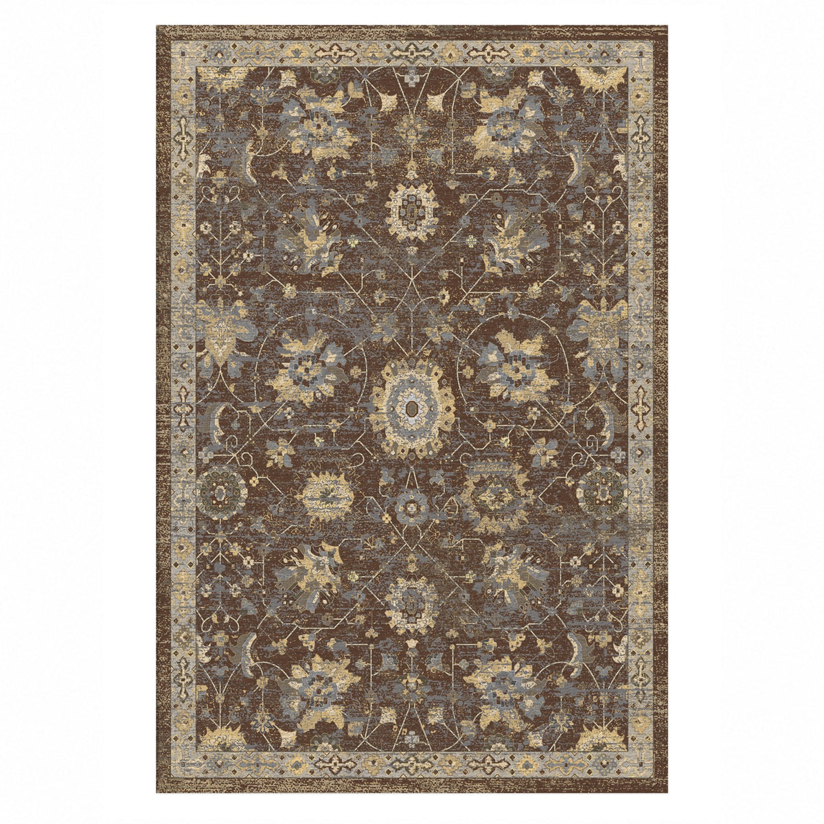 Ushak Chocolate Classic Washable Rug — top view