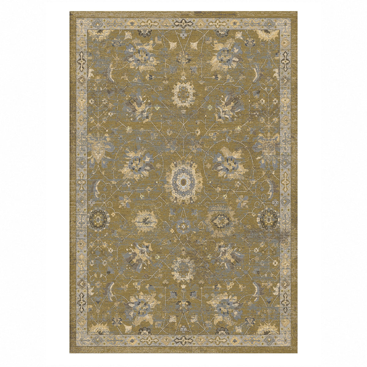 Ushak Muted Gold Classic Washable Rug — top view