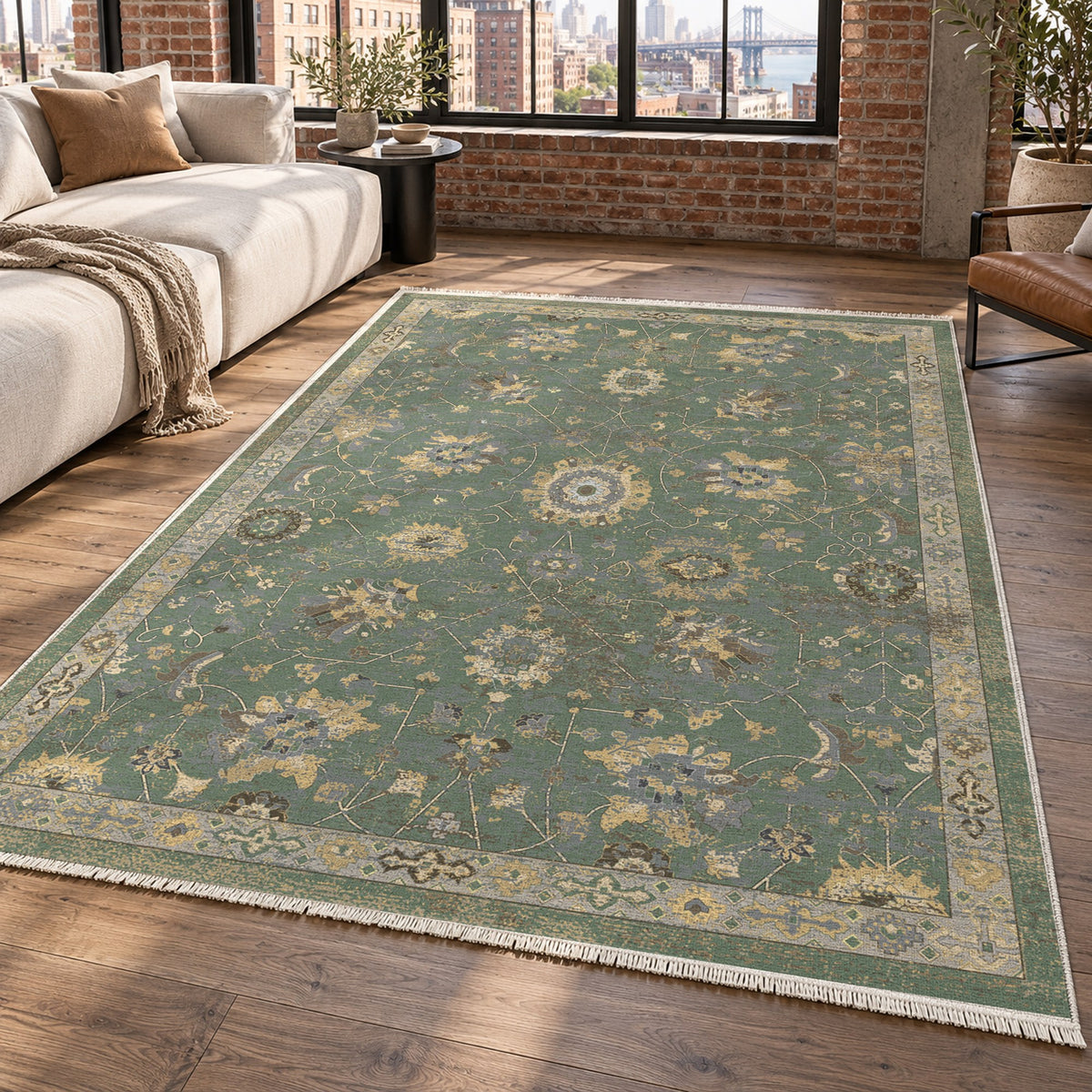 Ushak Sage Classic Washable Rug — new york living