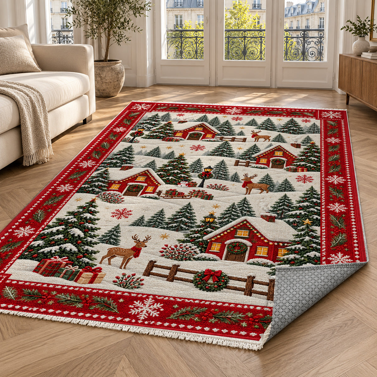 Village Crimson Washable Rug — paris living