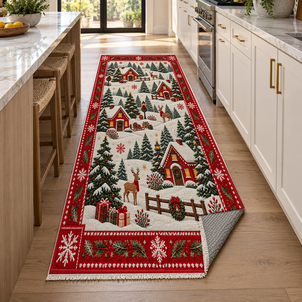 Village Crimson Washable Rug — new york kitchen runner