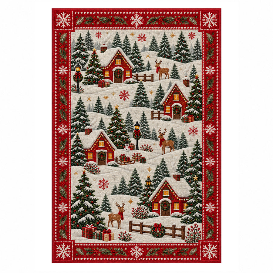 Village Crimson Washable Rug