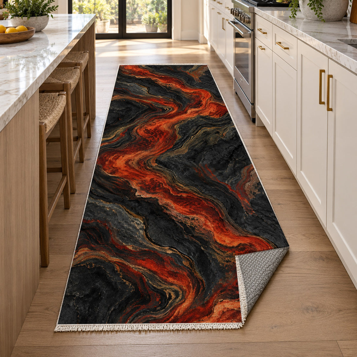 Volcanic Flow Abstract Washable Rug — new york kitchen runner