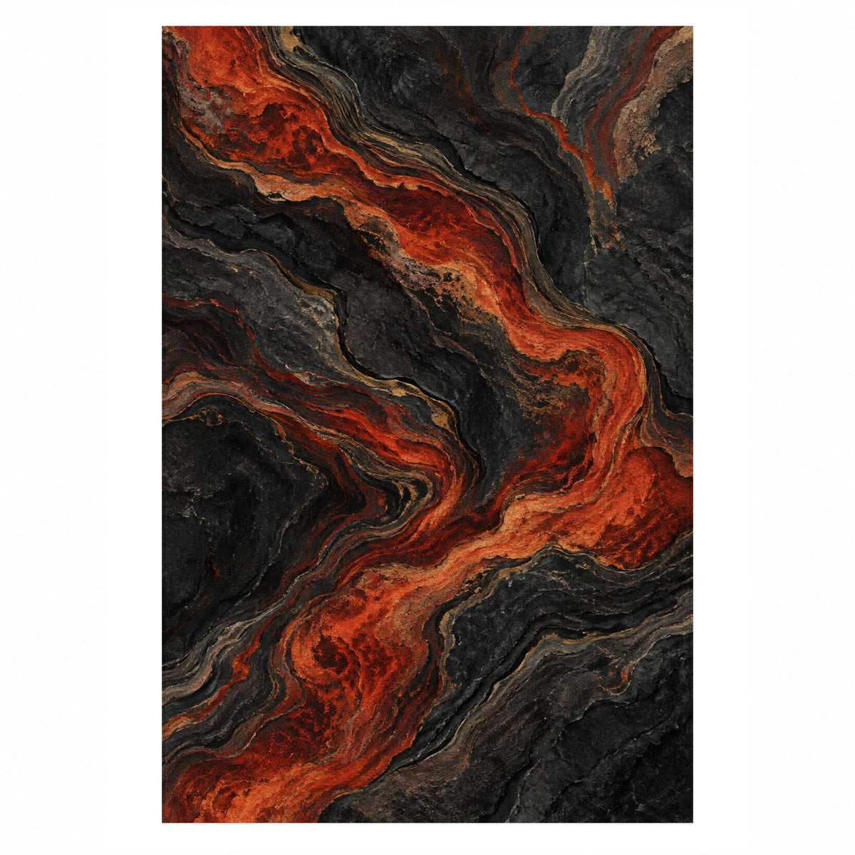 Volcanic Flow Abstract Washable Rug — top view