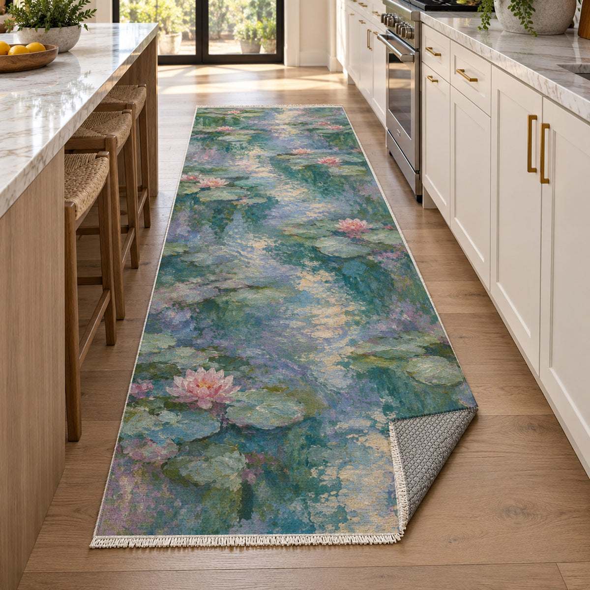 Water Garden Abstract Washable Rug — new york kitchen runner