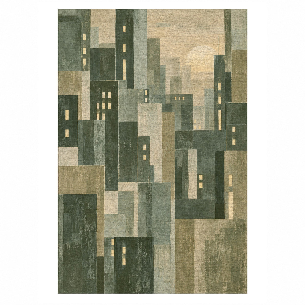 Window Lights Sage Modern Washable Rug — top view