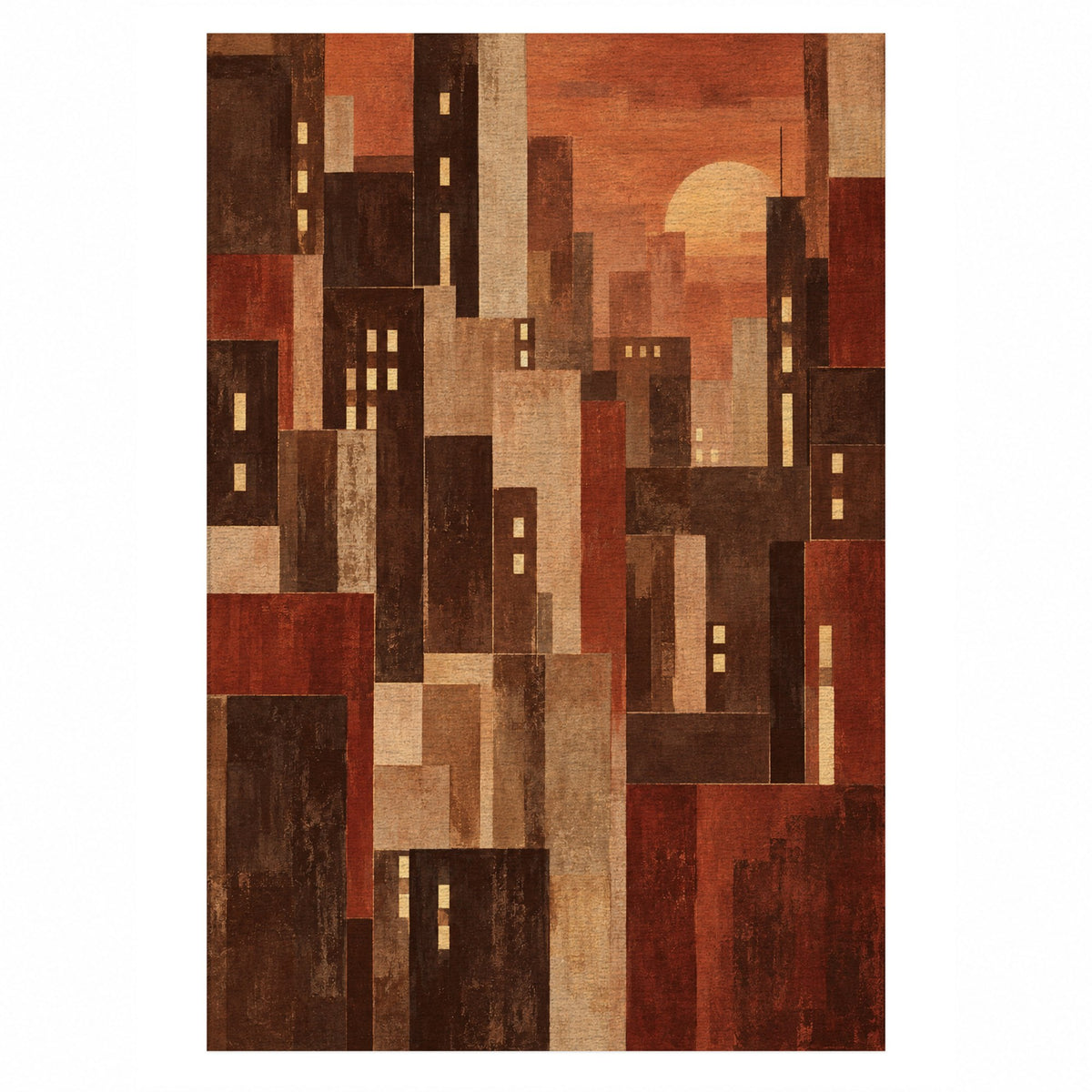 Window Lights Terracotta Modern Washable Rug — top view