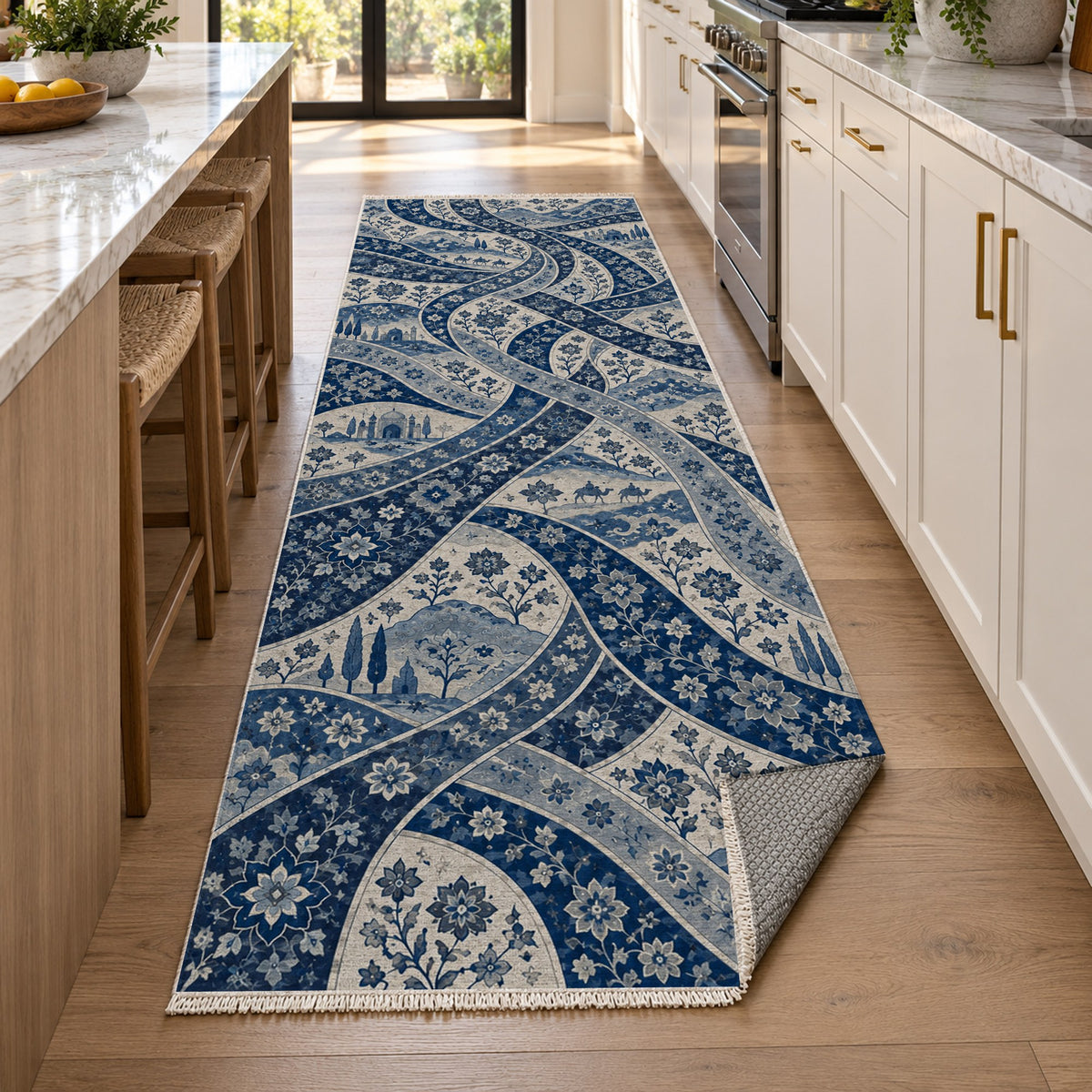 Woven Routes Indigo Ethnic Washable Rug — new york kitchen runner
