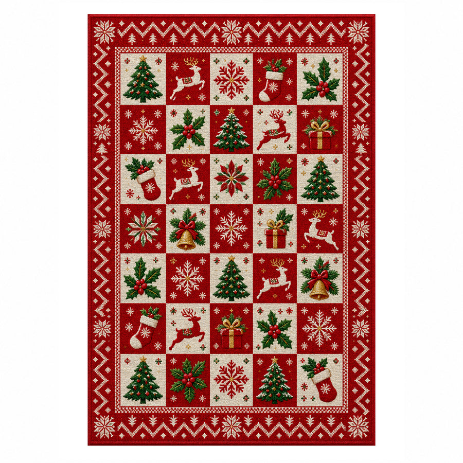 Yuletide Crimson Washable Rug