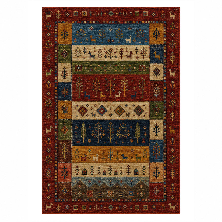 Zagros Garnet Ethnic Washable Rug