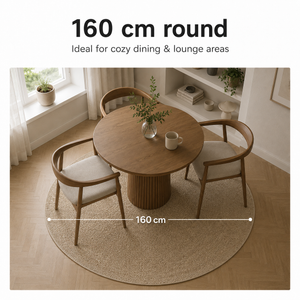 160 cm round rug size shown in a room